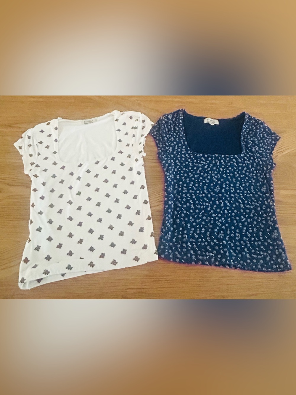 Pair of Square Neck Short Sleeve Tops for Teen Girls Size Small